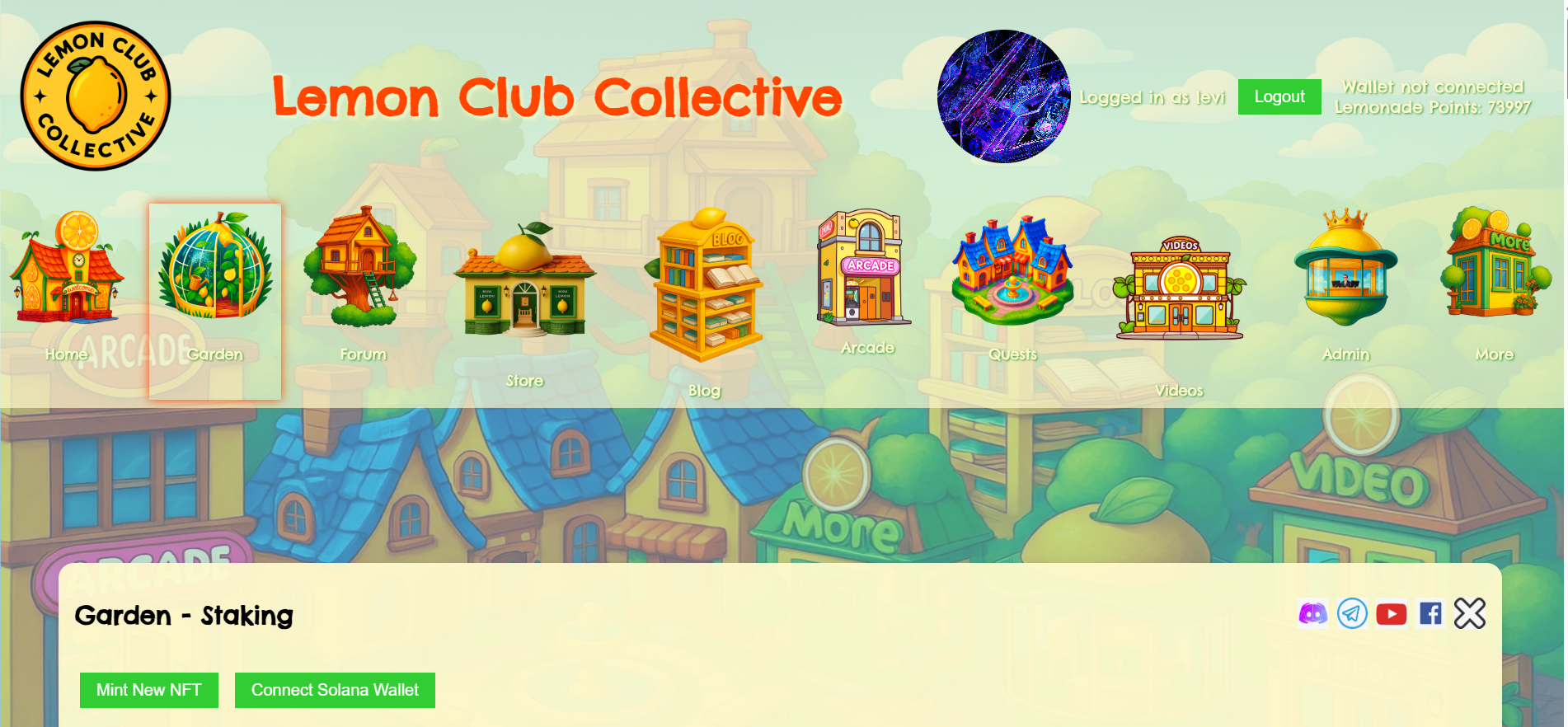 Screenshot of Lemon Club Collective website, a custom e-commerce platform for creators